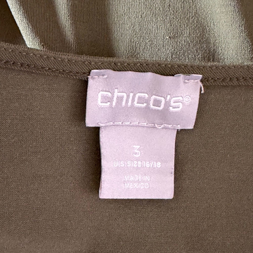 Chico's Cardigan Set Womens 3 16/18 Travelers Olive Green Open Front EUC - Picture 7 of 7